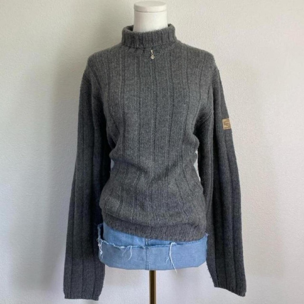 Y2K Abercrombie & Fitch Gray Wool ChunkyTurtleneck w/ Patch
